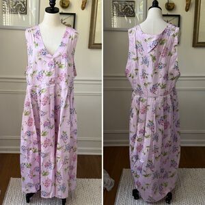 Tabi International Lavender Floral Sleeveless Cotton Midi Dress 20